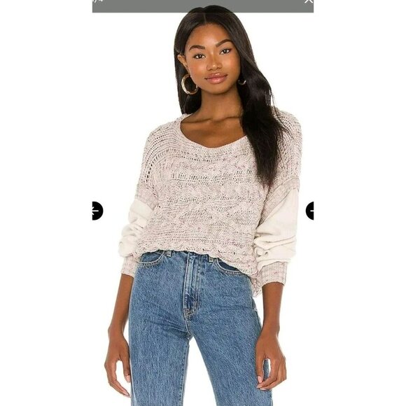 Free People Honey Cable Pullover Shell White Combo M $168 NWT NEW - Picture 6 of 6
